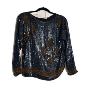 Swee Lo Blouse Size S Vintage 80's Sequined Showstopper Statement Piece Blouse